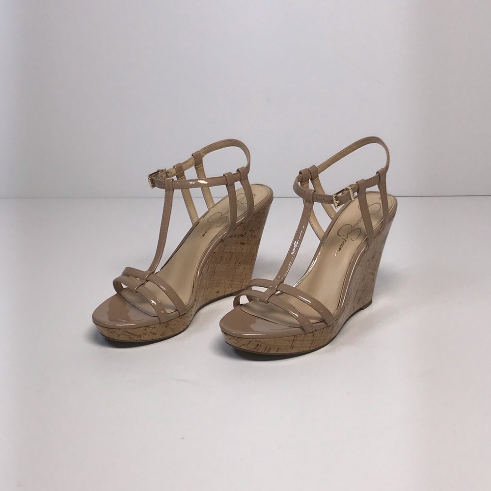 Jessica Simpson Nude Wedge Heels, Strappy Sandals | Size 9 | Spring Heel